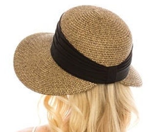 Black Toyo Straw Hat With Kettle Brim 