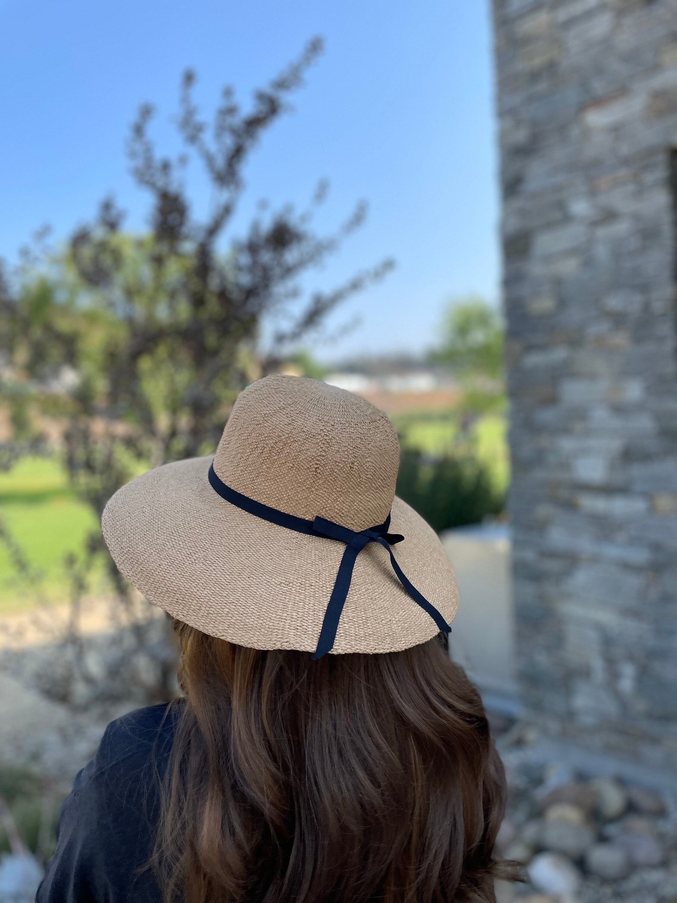 sun hat with ribbon tie