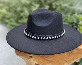 New Season! New Style! Premium quality! Rhinestone Gorgeous band wide brim hat,Fashionable & stylish hat for fall and winter.