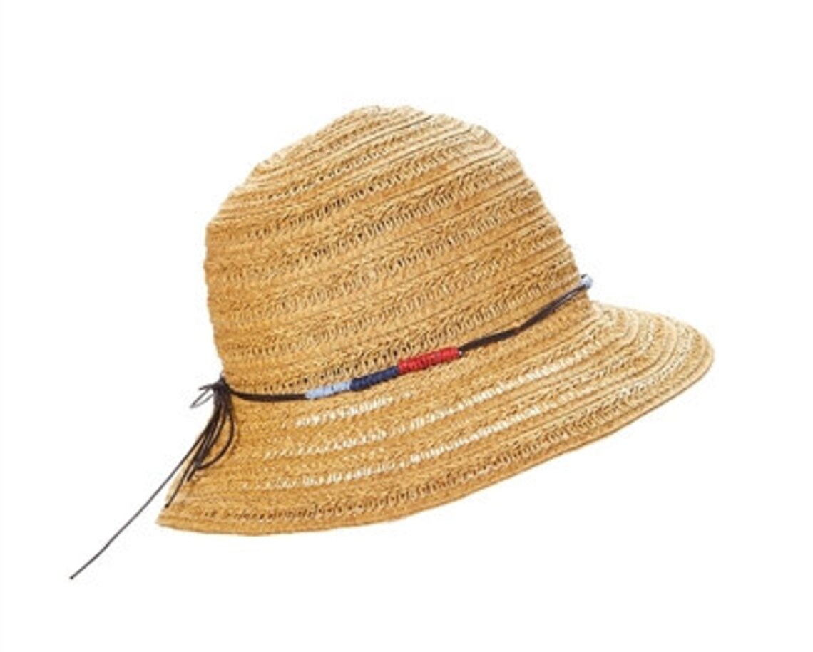 Straw bucket hat with colorful straw tie Fashion hat Etsy