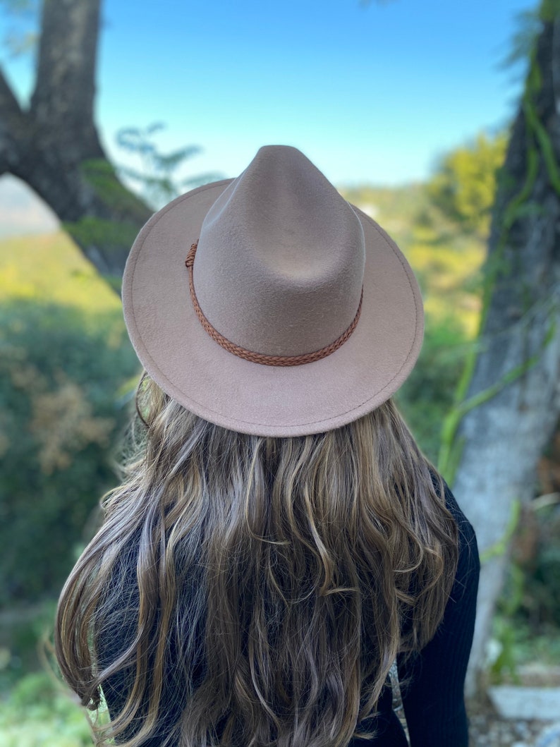 Vegan Felt Stiff Brim Panama Hat with Braid Vegan Felt Wide Etsy