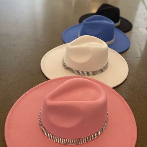 Premium Quality Rancher Vegan Wide Brim Wedding orders Hat with Rhinestone Band Trim, Bridesmaid Hat, Wedding Hat
