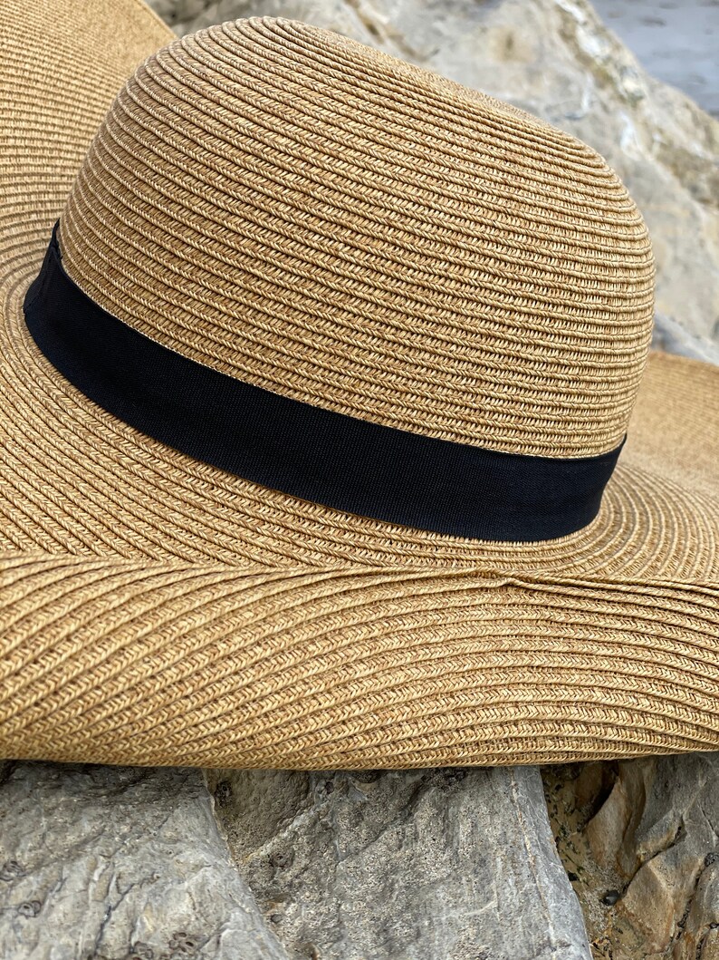 UPF 50 9 Inch Wide Brim Glamorous Oversized Straw Beach Hat Etsy