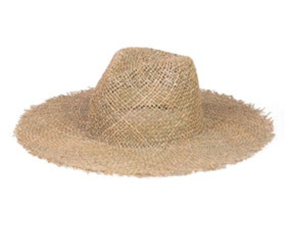 Handwoven Beach Hat With Frayed Edge 