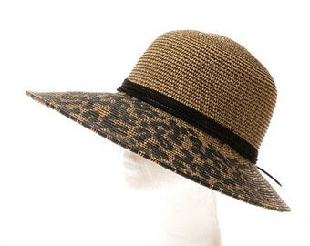 FLAMINGO_STORE Sun Hats for Women Girls Wide Brim Floppy Straw Hat Summer Bohemia Beach Cap Leopard Ribbon 9 FLAMINGO_STORE Sun Hats for Women Girls Wide Brim Floppy Straw Hat Summer Bohemia Beach Cap Leopard Ribbon 9