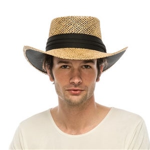 Men's straw panama hat, sun hat, summer hat, beach hat, men's hat, wide brim hat, fashion hat, natural seagrass straw hat