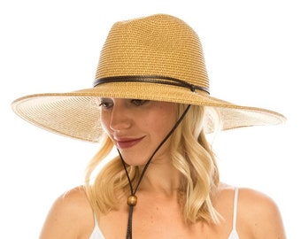 Sun Protective Straw Hat Ivory Toppers Womens Beachwear Wide Brim UPF 50 Sun Protective Straw Hat Ivory Toppers Womens Beachwear Wide Brim UPF 50