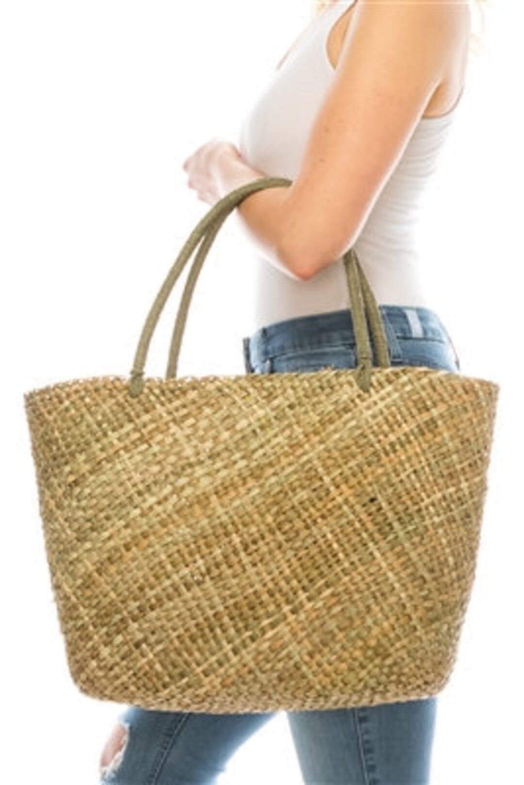 Natural Straw Tote Bag in Handwoven Sustainable Seagrass Etsy