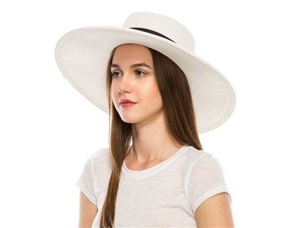 Wide Brim Straw Hat With Black Band Fashion Hat Wide Brim - Etsy