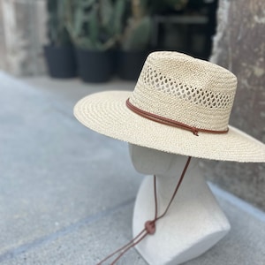 New Arrival All year around and daily straw hat with Thin Strap Braided Weave Sun Hat Chin Cord Boater hat, hiking hat, fashion hat Beige