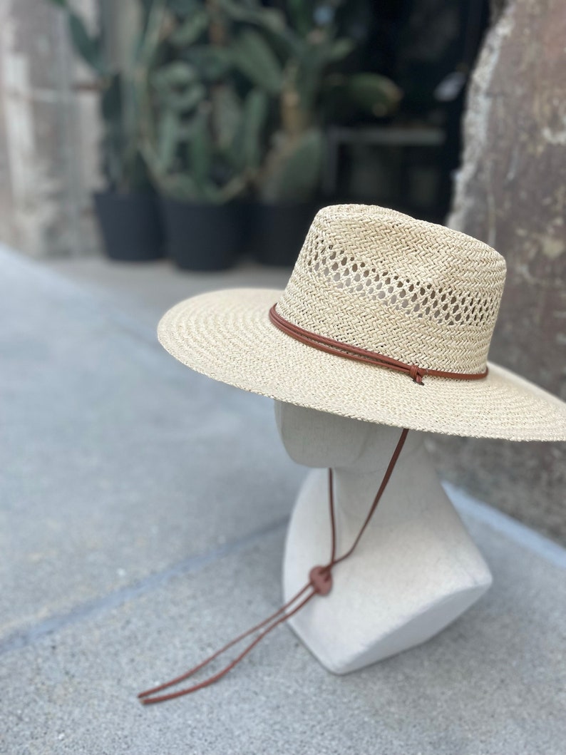 New Arrival All year around and daily straw hat with Thin Strap Braided Weave Sun Hat Chin Cord Boater hat, hiking hat, fashion hat Beige