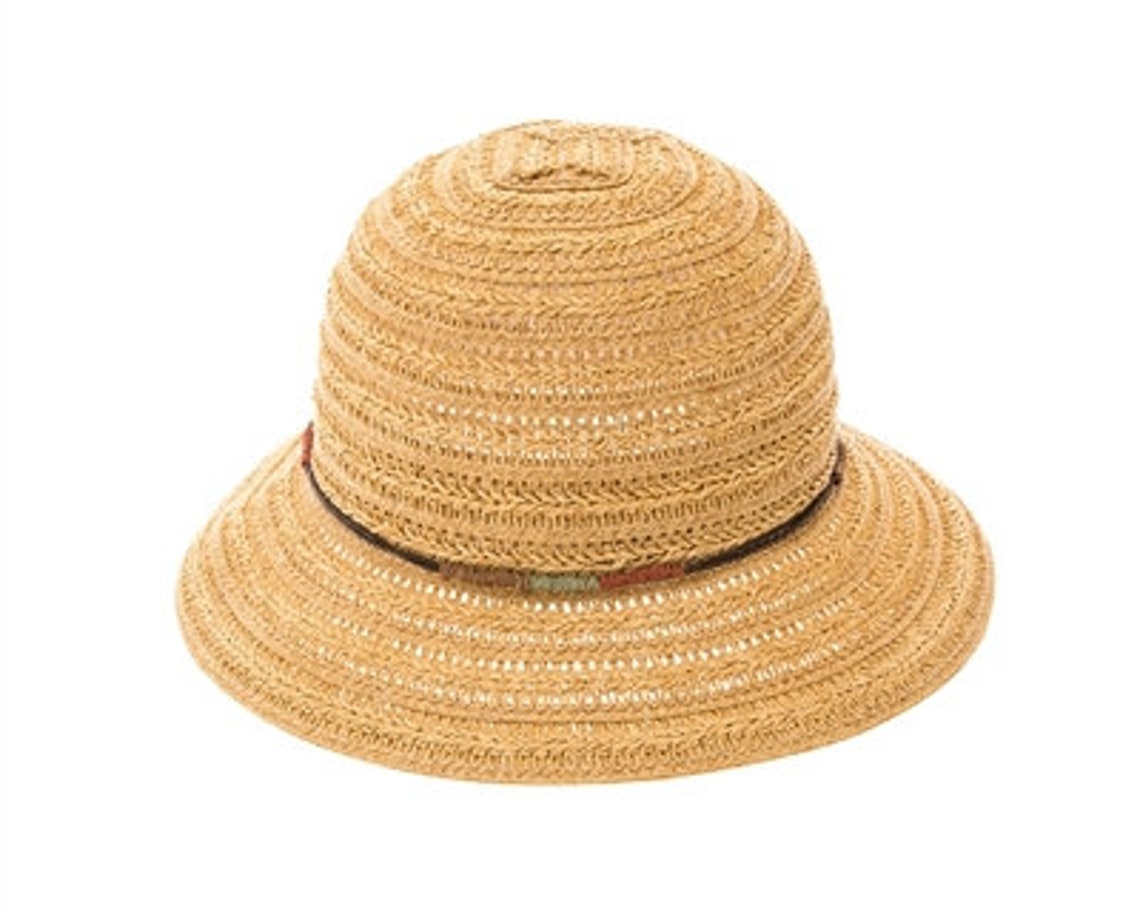 Straw bucket hat with colorful straw tie Fashion hat Etsy