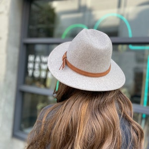 Wool Blended Felt Stiff Brim Panama Hat with Braid , Vegan Felt  Panama Hat, Structured panama with short brim for fall and winter hat