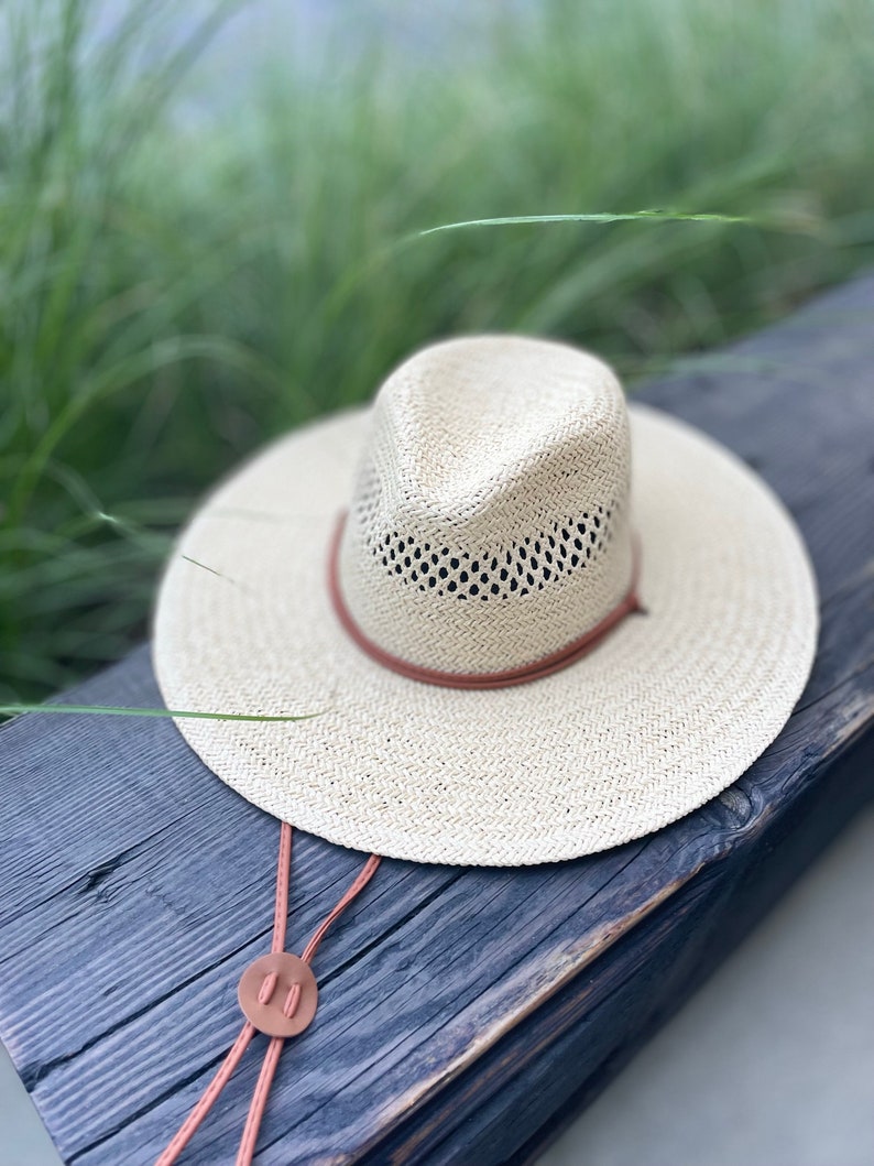 New Arrival All year around and daily straw hat with Thin Strap Braided Weave Sun Hat Chin Cord Boater hat, hiking hat, fashion hat image 6