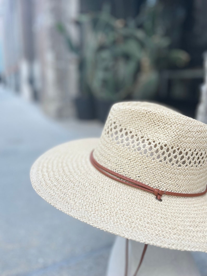 New Arrival All year around and daily straw hat with Thin Strap Braided Weave Sun Hat Chin Cord Boater hat, hiking hat, fashion hat image 2