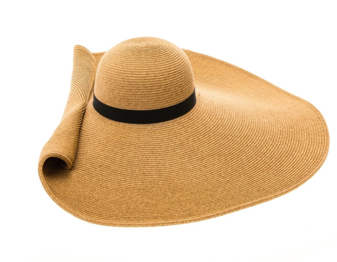 UPF 50 9 Inch Wide Brim Glamorous Oversized Straw Beach Hat Etsy