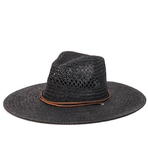 New Arrival All year around and daily straw hat with Thin Strap Braided Weave Sun Hat Chin Cord Boater hat, hiking hat, fashion hat Black