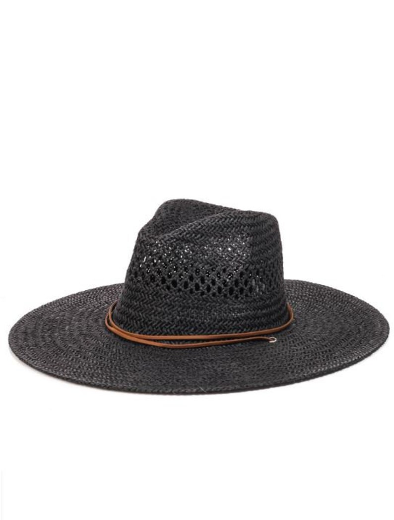 New Arrival All year around and daily straw hat with Thin Strap Braided Weave Sun Hat Chin Cord Boater hat, hiking hat, fashion hat Black