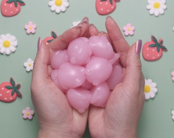 Mini Aardbei Kikker Jelly Zeep | Veganistische geleizeep | Strawberry Shortcake-geur | Roze Kikkertjes | Leuke kikkerzeep | Plasticvrije huidverzorging