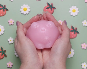 Strawberry Frog Jelly Soap: Berry Scented Kawaii Vegan Frog Soap