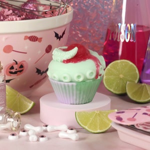 Lime Kraken Cupcake | Halloween Gift | Cute Dessert Soap | Pastel Goth | Food Soap | Vegan | Plastic Free |  Artisanal Soap |Creepy Kawaii