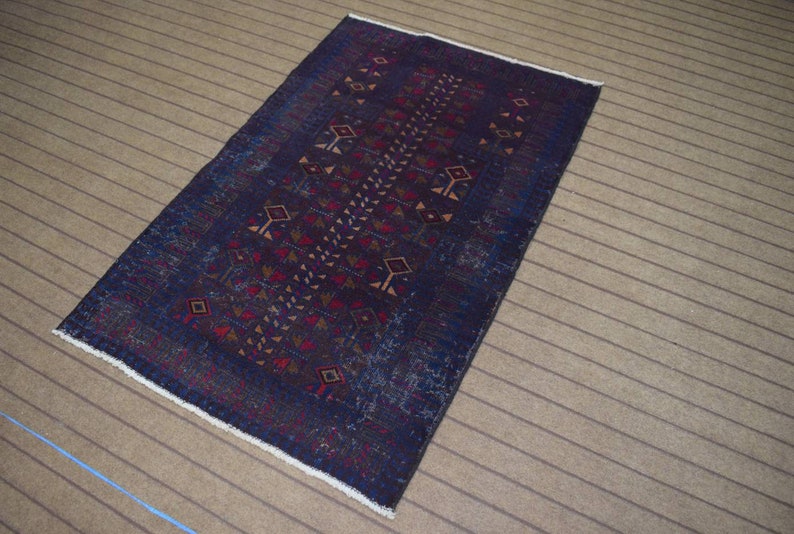 94 cm x 143 cm  3.1/' x 4.7/' Size Antique Vintage oriental handknotted rug blue antique rugAccent rugblue vintage rug