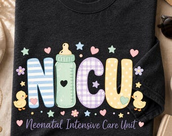 NICU nurse shirt, cute pastel baby icons, unisex soft tee