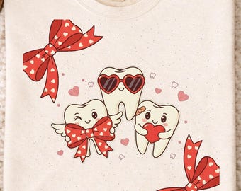 Valentines Day Dental Coquette Bow, Cute Teeth Valentine, Dental Lover Valentine, Coquette Style Dental, Tooth Aesthetic Valentine, Pink Bow