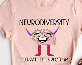 Neurodiversiteit Vier het Spectrum T-shirt, Neurodiversiteit T-shirt, Autisme Support Shirt, Autisme Brain T-Shirt, Autisme Awareness Shirt,