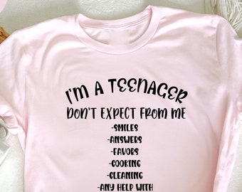 Eu sou um adolescente, não espere de mim, camisa de treze anos, camisas de festa de aniversário, camisa oficial de adolescente, pode conter camisa de atitude,