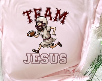 Team Jesus Football Lover Tee, Christian Faith Shirt, Bible Verse, Sports & Faith Combo, Jesus Football Fan Shirt, Christian Football Gift