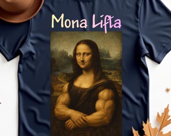 Mona Lifta Muscle Mona Lisa Musculação Fitness Amante de Academia Paródia Arte Camiseta Gráfica Levantamento de Peso Humor Arte Clássica Remix Estética Forte