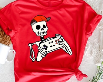 Halloween Skeleton Gamer Design, Halloween Skeleton Gamer, Funny Gaming T-Shirt,  Gifts For Gamer, Video Gaming, Gift For Boys Men Kids