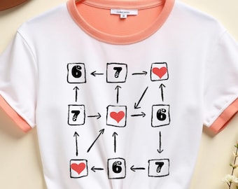 Divertente 6 7 Meme Cuore Gen Alpha Sei Sette San Valentino T-shirt Numero Virale Scherzo Maglietta Grafica per Adolescenti Bambini Giovani Internet Umorismo Regalo