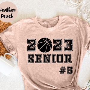 Basketbal Senior Shirt, Senior 2023 Tee, Game Day Shirts, Gepersonaliseerd Basketbal Shirt, Aangepaste Basketbal Shirts, Basketbal Nummer Shirt