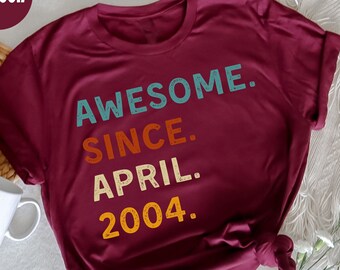 Impresionante desde abril de 2004 Camisa, regalo de 19 años, divertido 19 años, regalo de cumpleaños número 19, cumpleaños de 19 años, cumpleaños número 19, niño de cumpleaños número 19