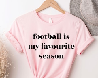 El fútbol es mi temporada favorita, fútbol femenino, camiseta deportiva, fútbol del día del juego, temporada de fútbol, fútbol dominical, fútbol lindo
