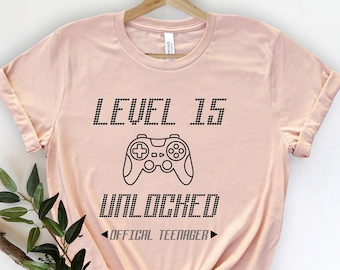 Nível 15 desbloqueado, camisa de videogame, camisa de 15º aniversário, 15º amigos, camisa de aniversário em quarentena, presente de 15º aniversário, 15º aniversário