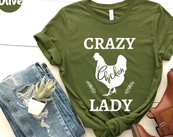 Chemise Crazy Chicken Lady, chemise de ferme, chemise de fille de pays, chemise de ferme, chemise d'amant de poulet, chemise de dame de ferme, chemise Boho, fille de pays