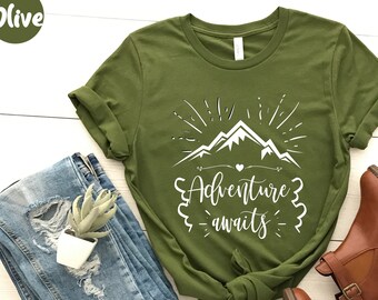 Adventure Awaits Shirt, Adventure Lover T-Shirt, Camping T Shirt, Camp Buddies T-Shirt, Gift For Campers, Nature TShirt, Hiking Shirt,