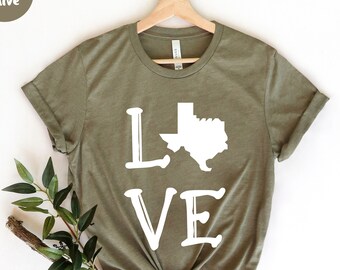Texas Love Shirt - Texas Home Shirt, Home State Shirt, Texas Cactus Shirt, Texas Map Silhouette Tee, Texas Shirt, Texas Girl, Southern Shirt