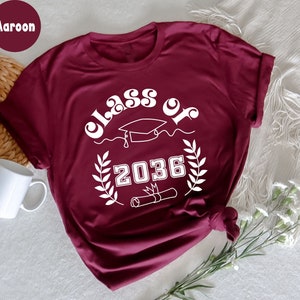Class of 2036 T-Shirt, Grow With Me, Growing Up Shirt, Graduation Gift, 2036 Shirt, First Day of School Graduation, Class Of 2036 Tee