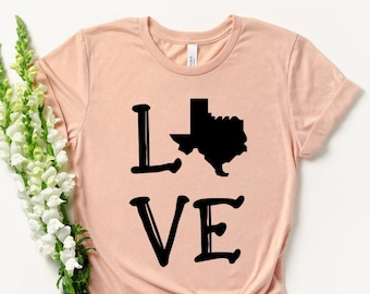Texas Love Shirt - Texas Home Shirt, Home State Shirt, Texas Cactus Shirt, Texas Map Silhouette Tee, Texas Shirt, Texas Girl, Southern Shirt