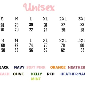 Peut inclure: Image pr&eacute;sentant des options de tailles et de couleurs pour un v&ecirc;tement unisexe. Les tailles vont de S &agrave; 3XL, avec des mesures de longueur de 69 &agrave; 80 cm et de largeur de 50 &agrave; 65 cm. Les options de couleurs incluent blanc, noir, marine, etc.