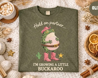 Hold On Partner I'm Growing A Little Frog Pregnancy  Funny Baby Announcement Cute Maternity Outfit Expecting Mom Humor Family Reveal Gift
