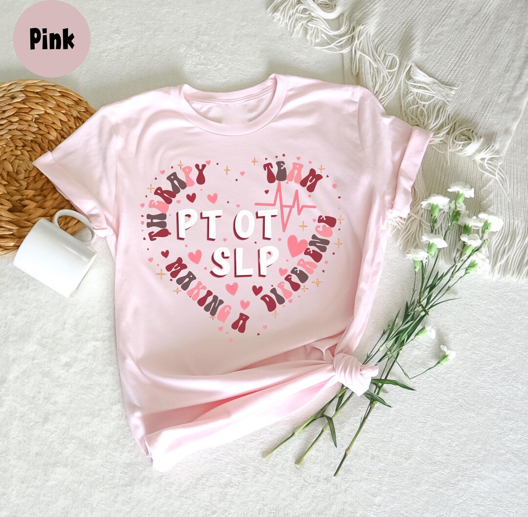 Retro SLP OT PT Valentines Day Heart T-shirt, Love Therapy Squad Team ...