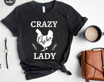 Chemise Crazy Chicken Lady, chemise de ferme, chemise de fille de pays, chemise de ferme, chemise d'amant de poulet, chemise de dame de ferme, chemise Boho, fille de pays