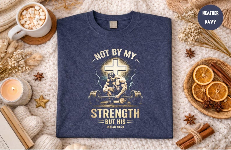 This faith inspired workout graphic shirt features a message centered on Christian belief and personal strength through Christ. The design connects gym training with spiritual motivation, highlighting the idea that physical effort and faith can exist together. Inspired by Christian values, fitness routines, and purposeful workouts, the artwork reflects belief based strength rather than self focus. The design is original and avoids any licensed or branded elements, focusing solely on general
