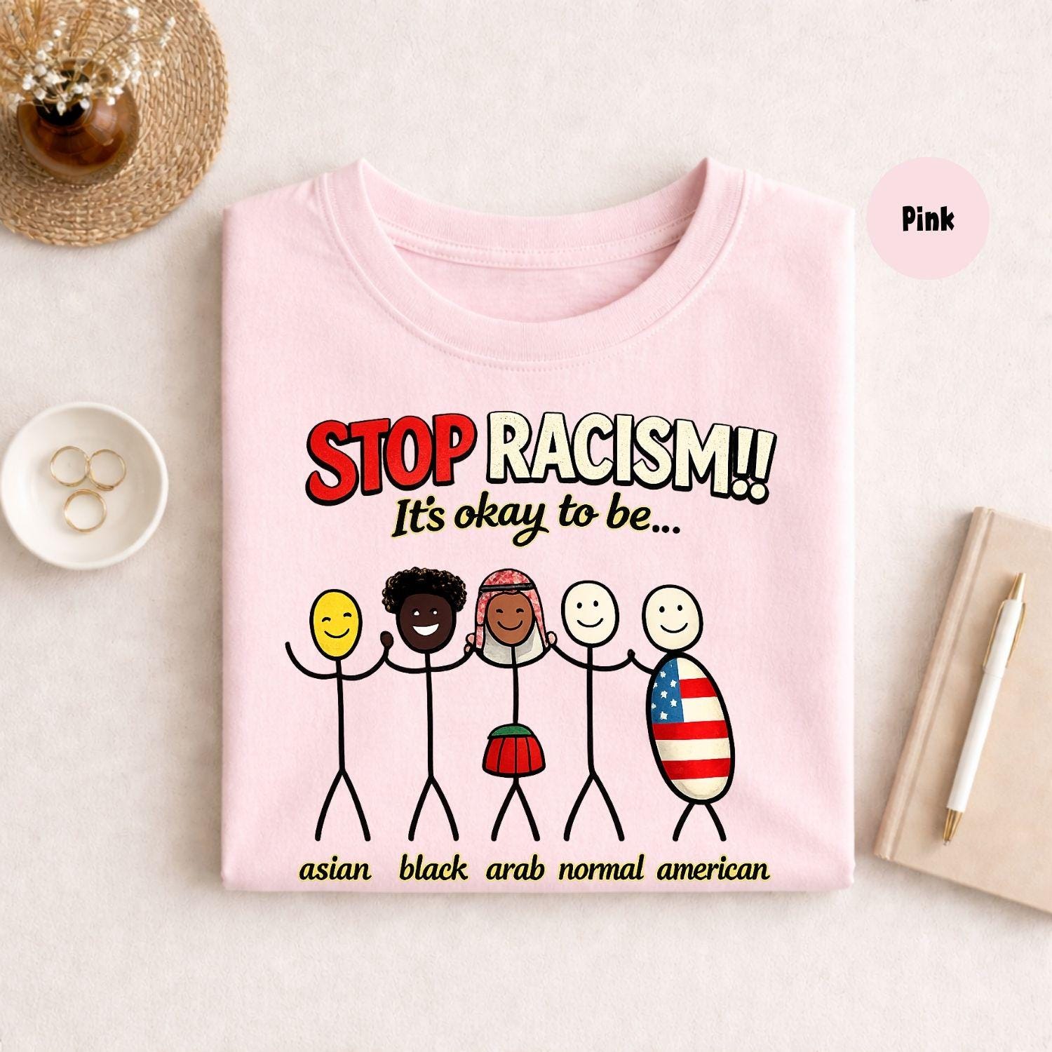 Stop Racism Message Shirt, Its Okay to Be Different , Equality