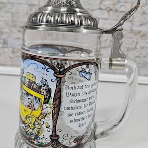Vintage BMF painted German glass beer stein